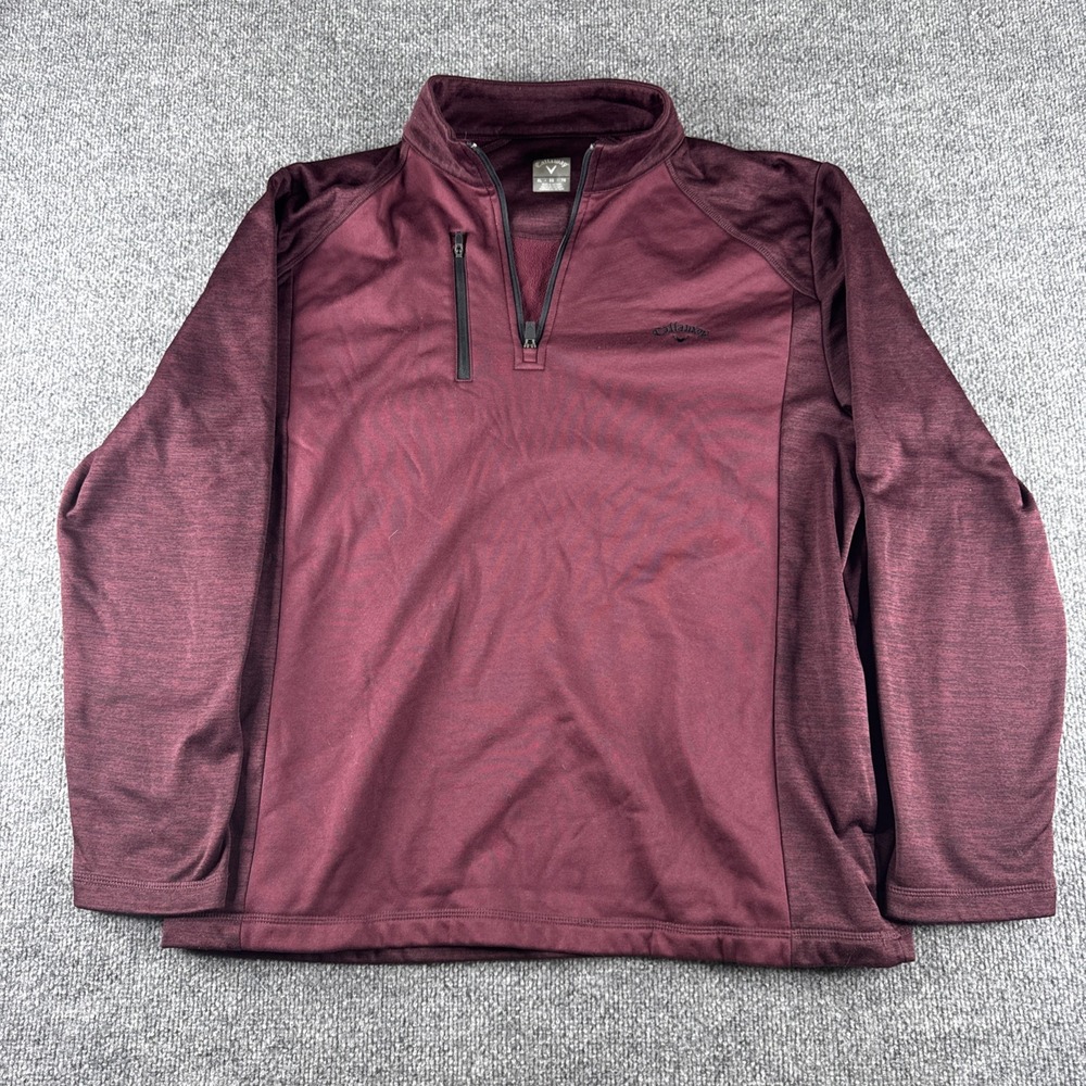 Callaway Men's Maroon XL Golf 1/4 Zip Fleece Lined Pullover